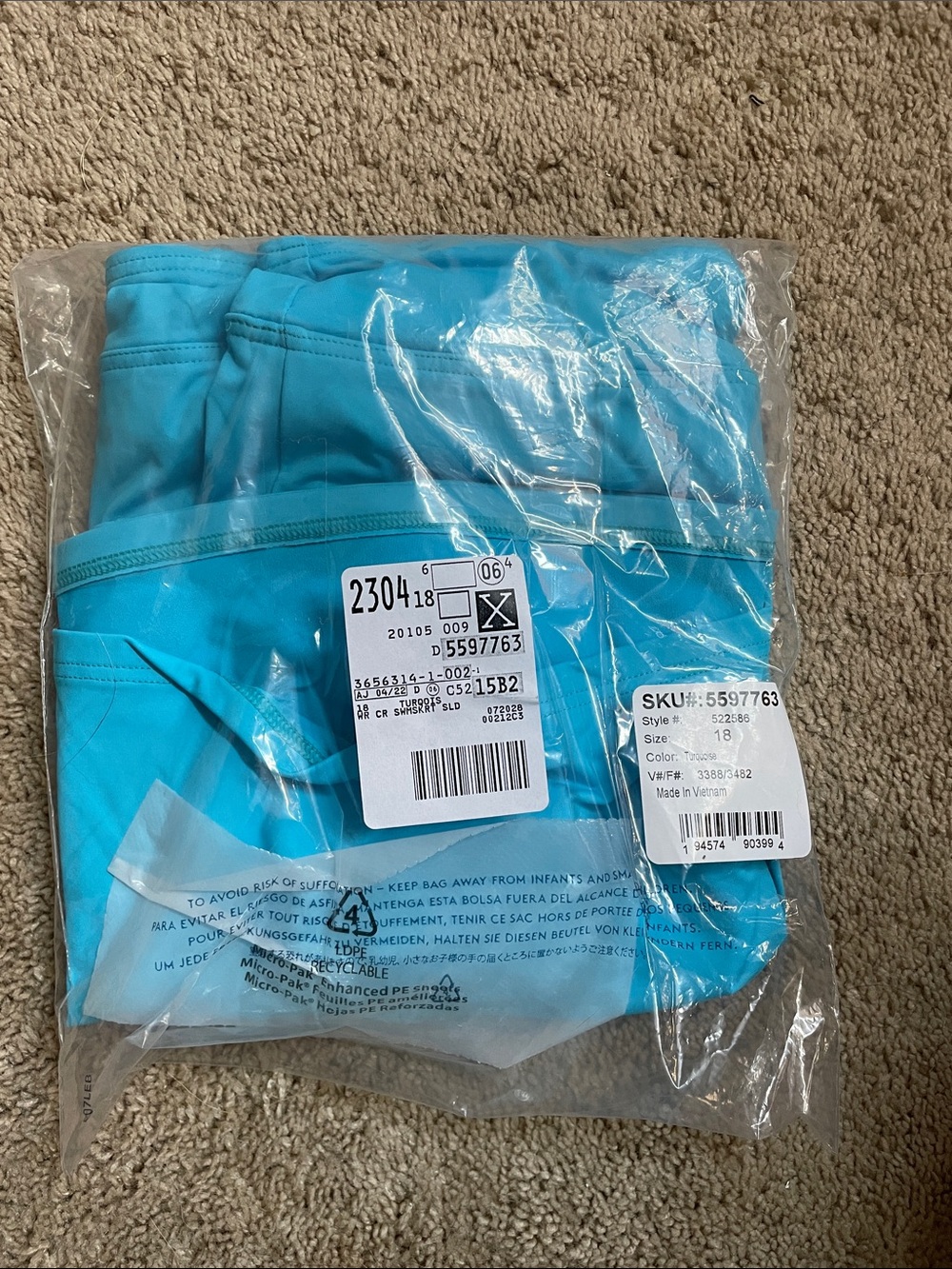 Lands' End Aqua Blue Swim Shorts